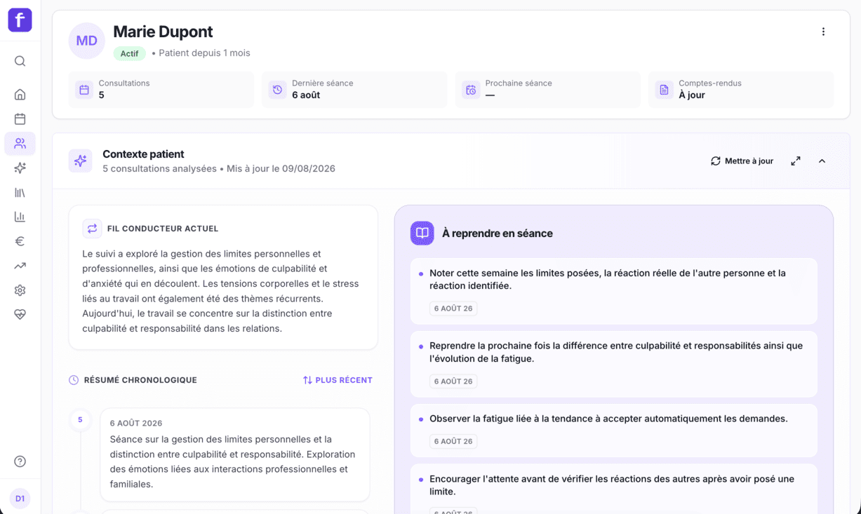 Contexte patient et fil conducteur dans Floyaa