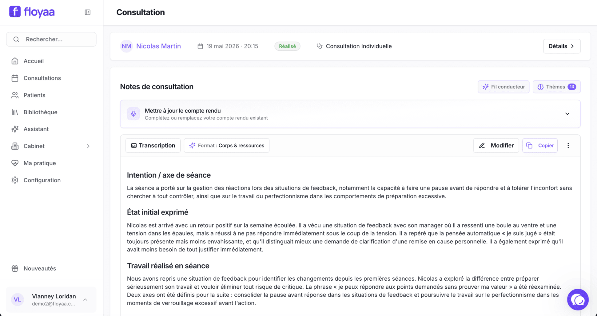 Détail d'une consultation dans Floyaa